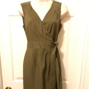 Banana Republic Olive Green Sleeveless Wrap Dress